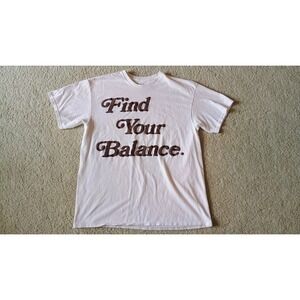 PACSUUN Mens Graphic T Shirt Find Your Balance White Brown Short Sleeve Size M